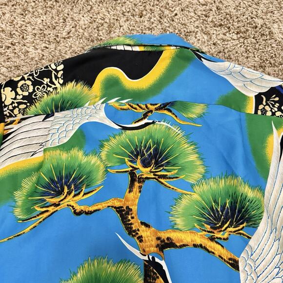 RARE Vintage 70’s Sears Hawaiian Japanese Cranes Button Up Camp Shirt Men Size L - Picture 10 of 10